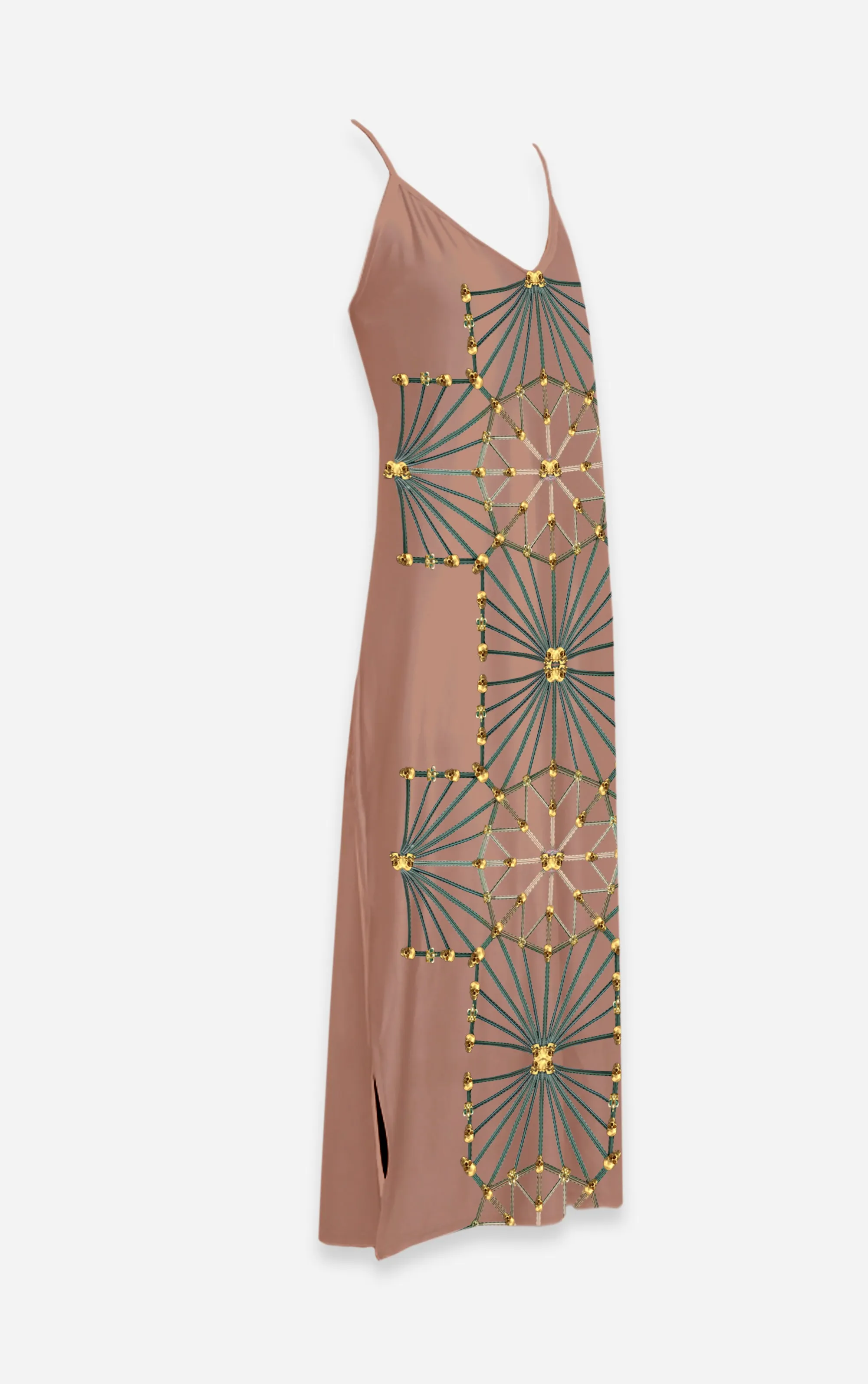 Skull Cathedral- French Gothic V Neck Slip Dress in Blush | Le Leanian™