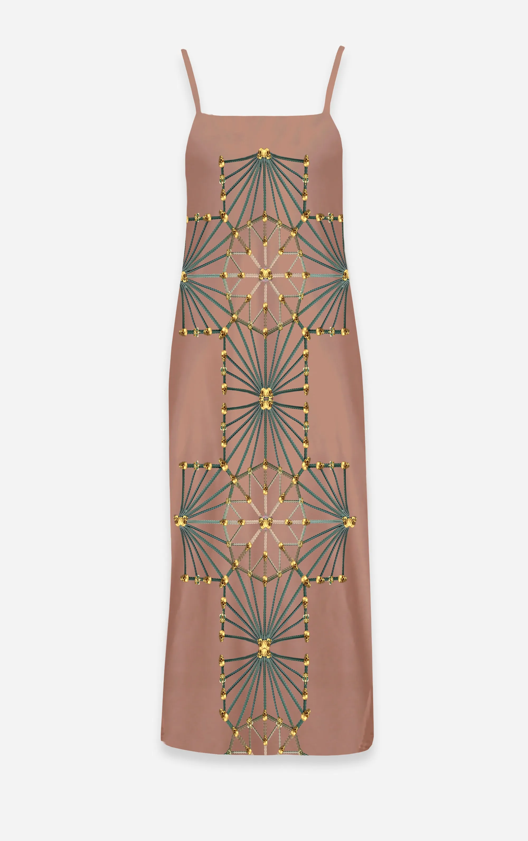Skull Cathedral- French Gothic V Neck Slip Dress in Blush | Le Leanian™