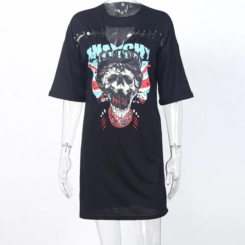 Skull Printed Hollow Out Summer Dress