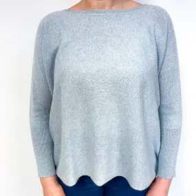 Sky Blue Cashmere Boat Neck Jumper Large Slouchy Fit