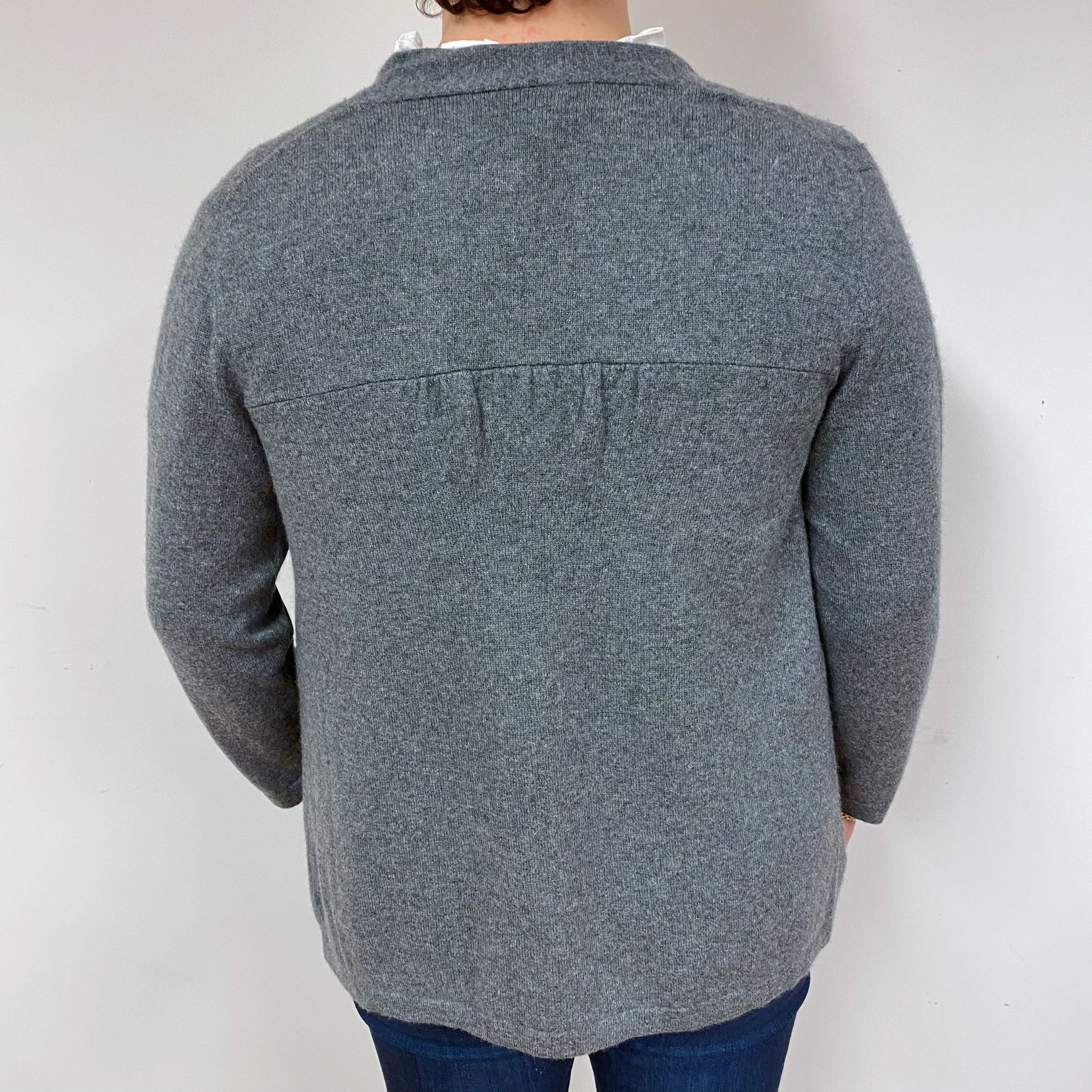 Slate Grey Cashmere Edge to Edge Cardigan Large