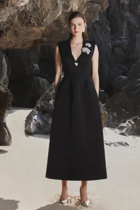Sleeveless A-line Midi Dress 