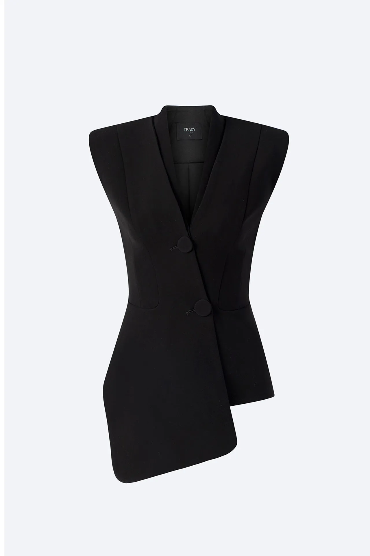 Sleeveless Blazer and Skirt with Feathers