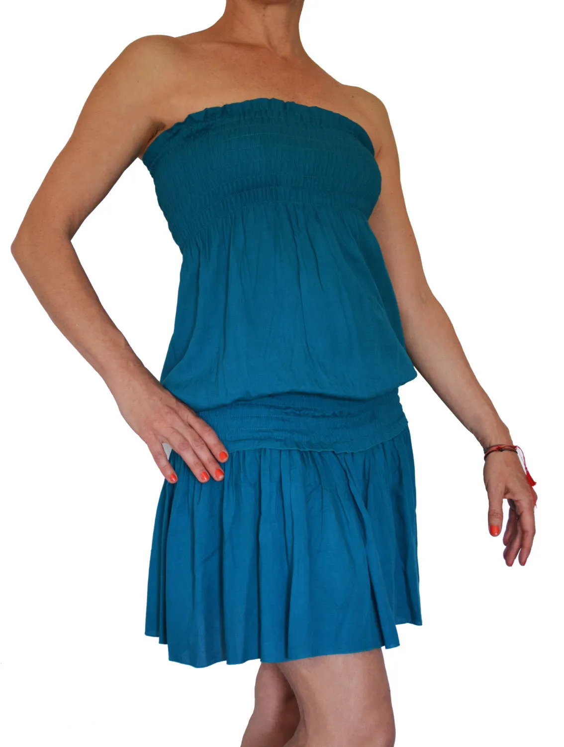Sleeveless Short Dress-Teal