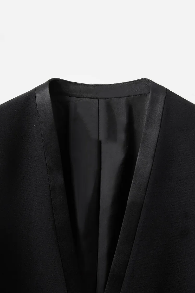 Slim-Fit Triacetate Collarless White Suit Jacket