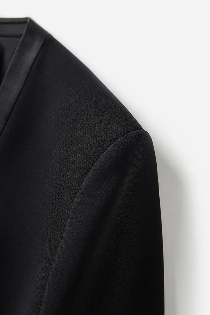 Slim-Fit Triacetate Collarless White Suit Jacket