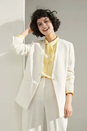 Slim-Fit Triacetate Collarless White Suit Jacket