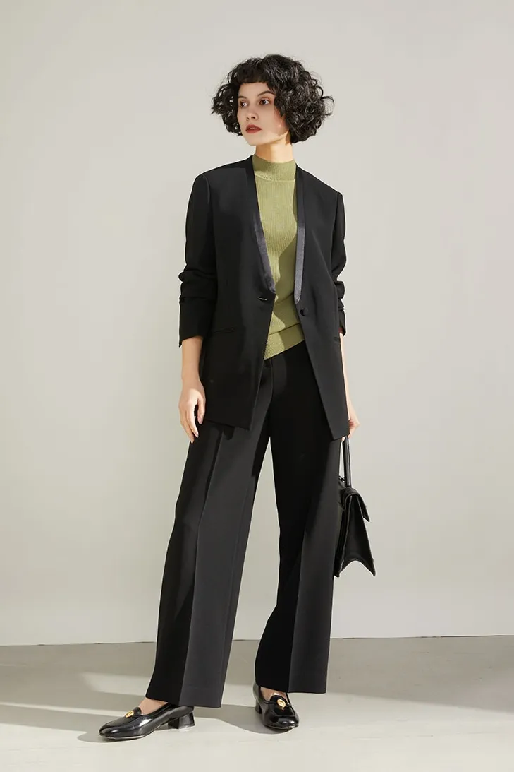 Slim-Fit Triacetate Collarless White Suit Jacket