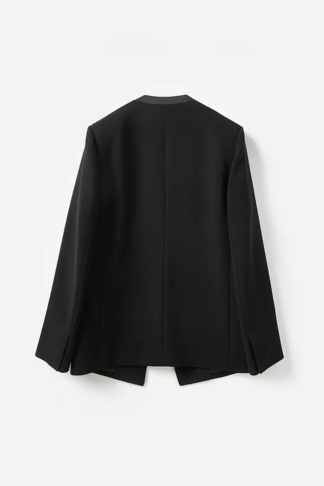 Slim-Fit Triacetate Collarless White Suit Jacket