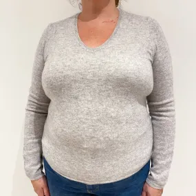 Smoke Grey Cashmere V-Neck Jumper Extra Large