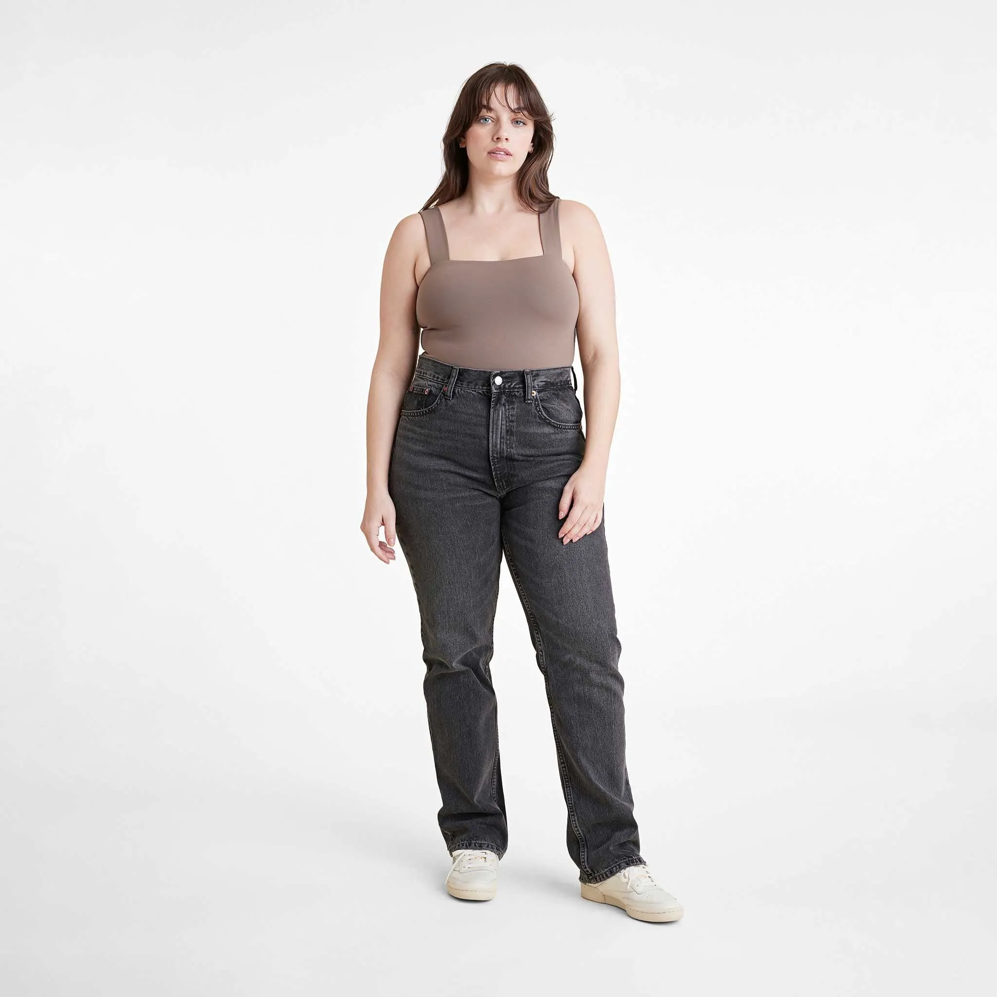 Square Neck Tank Bodysuit | Mocha