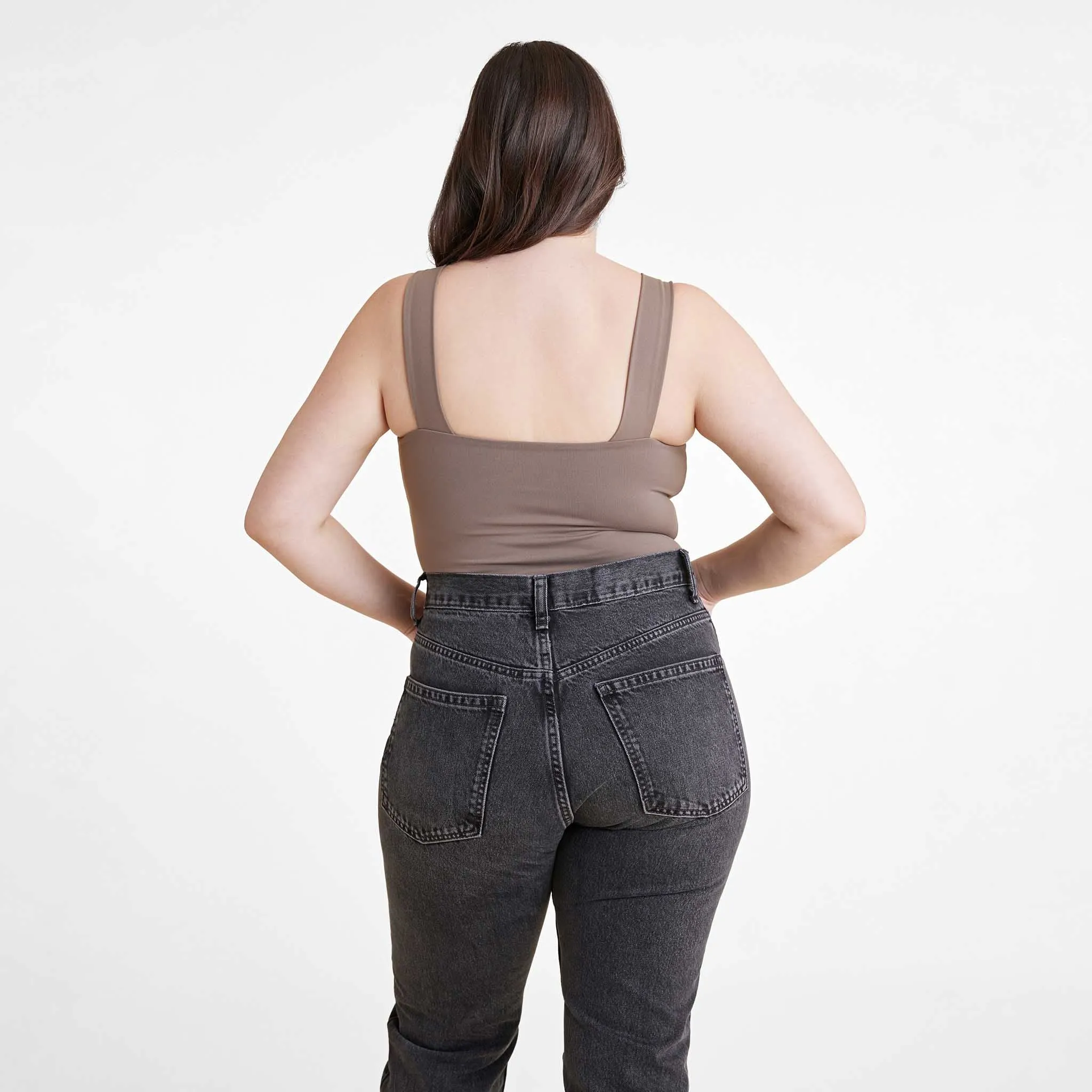 Square Neck Tank Bodysuit | Mocha