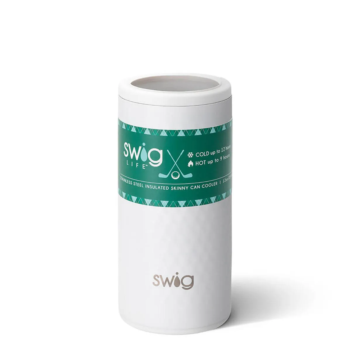 Swig 12 Oz Custom Skinny Can Coolers-Golf Partee, White