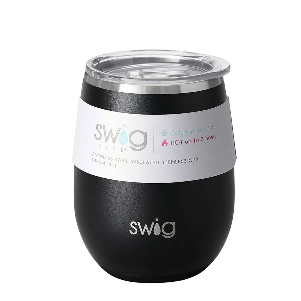Swig 14 Oz Stemless Custom Wine Cups, Black