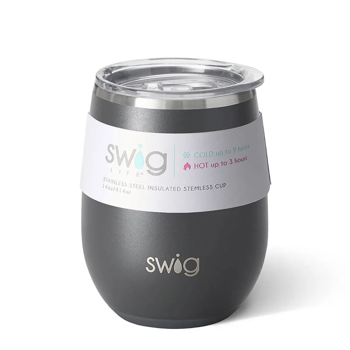 Swig 14 Oz Stemless Custom Wine Cups, Grey