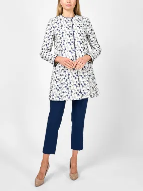 Swing Jacket Long Sleeve Ivory Navy Finborough Linen