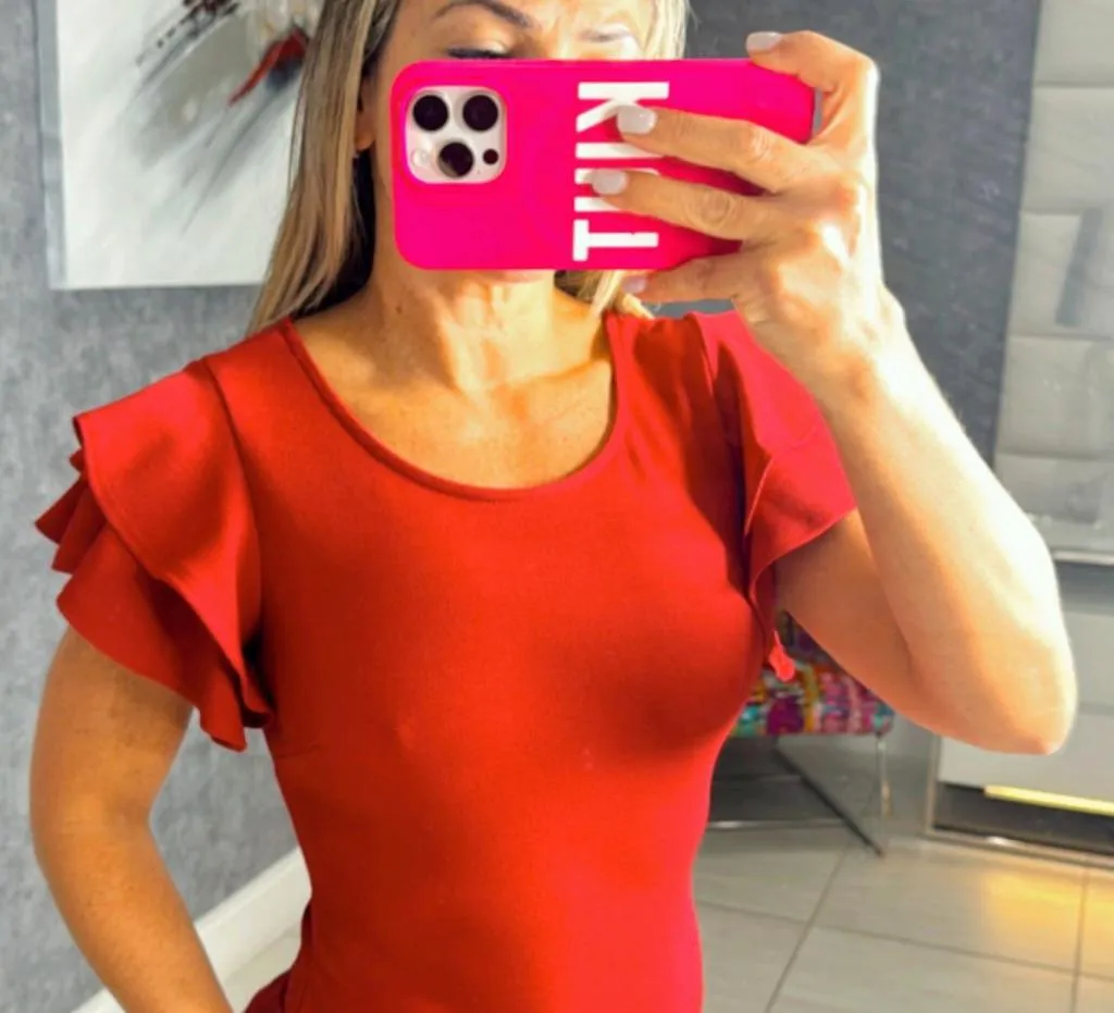T514 Ruffle sleeve bodysuit