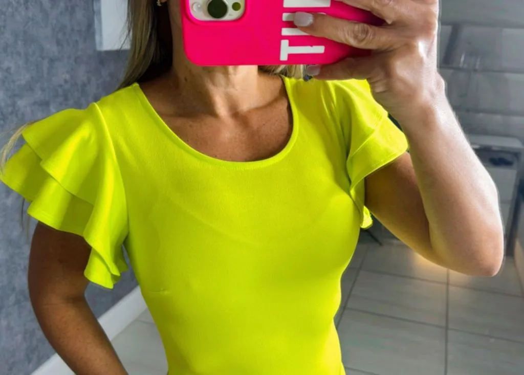 T514 Ruffle sleeve bodysuit