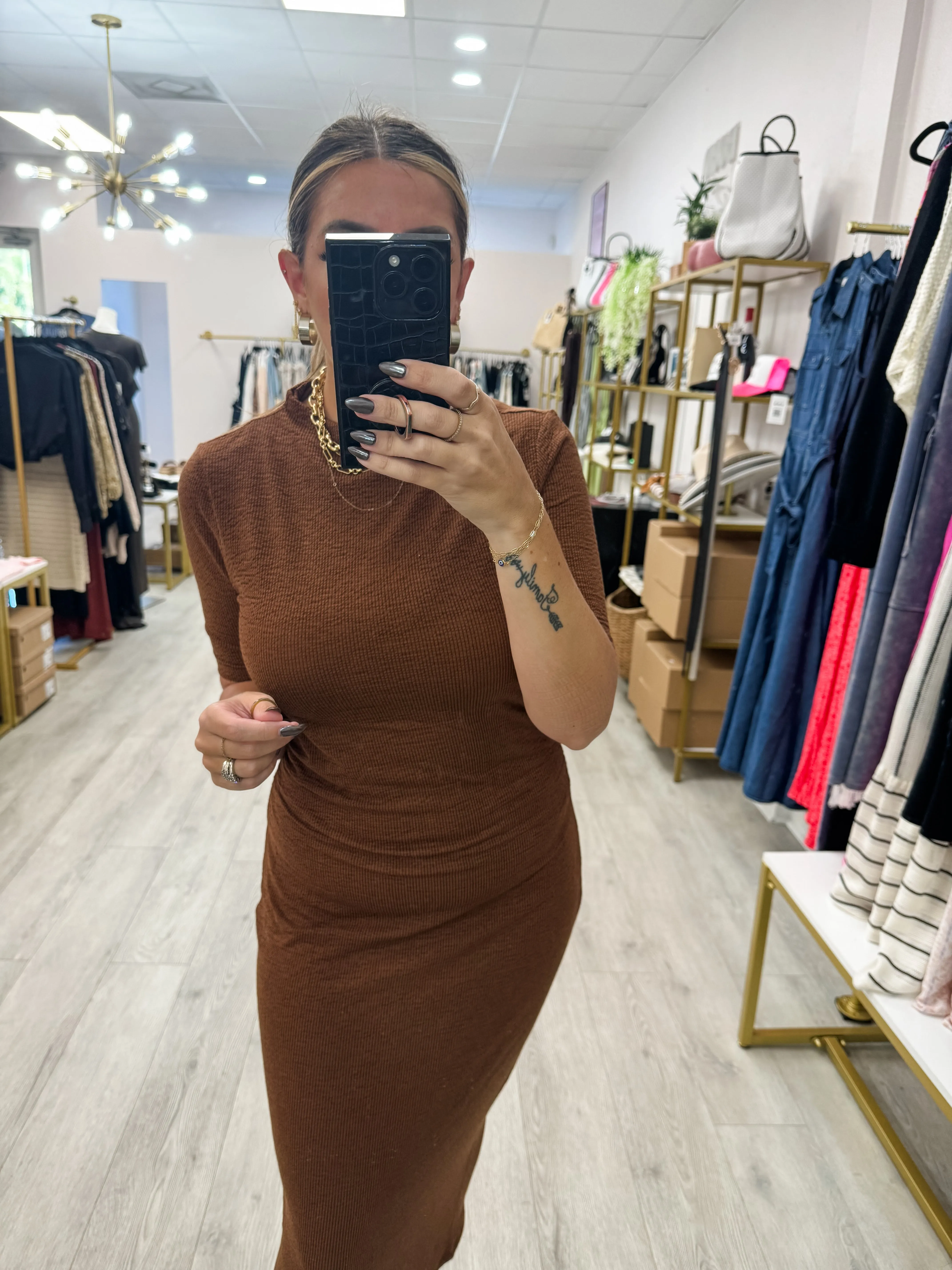 Textured Midi Dress