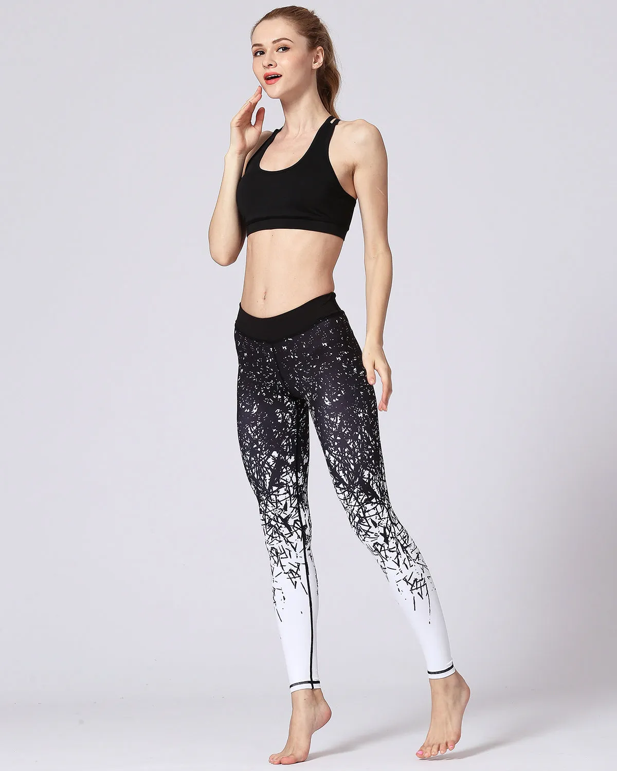 Tree Branch Silhouette Leggings - Black
