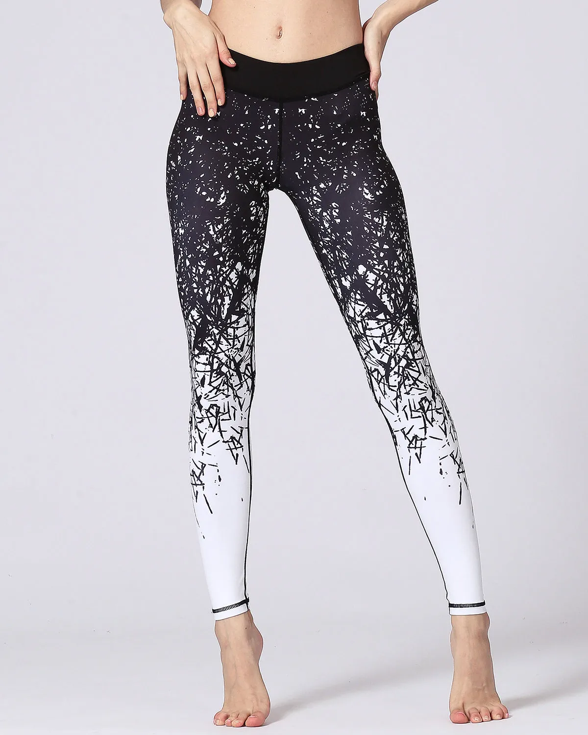 Tree Branch Silhouette Leggings - Black