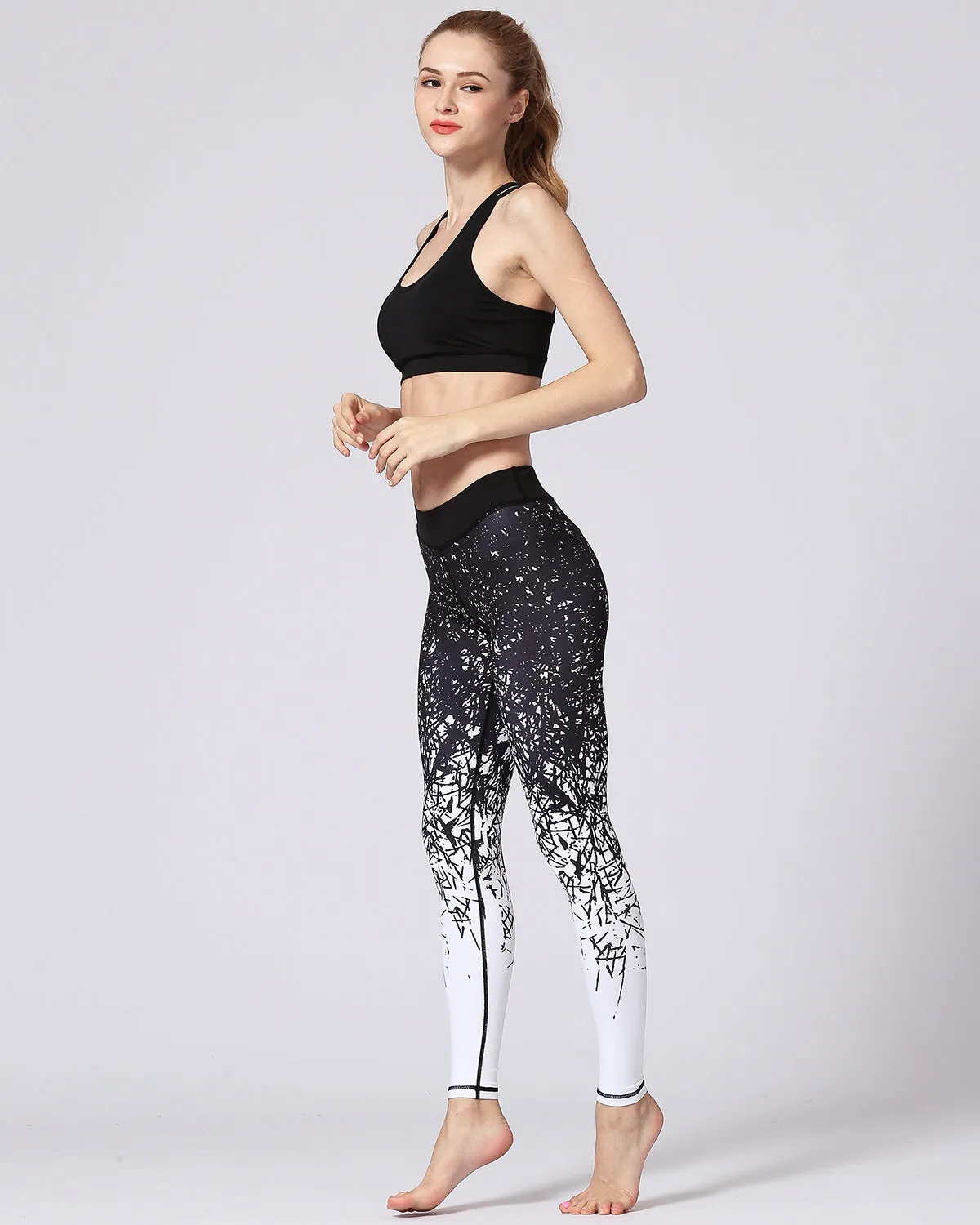Tree Branch Silhouette Leggings - Black