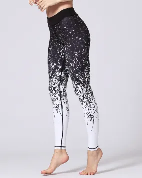 Tree Branch Silhouette Leggings - Black
