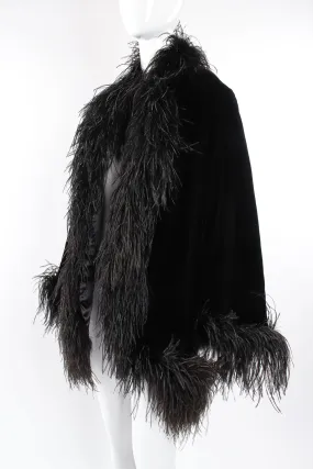 Velvet Ostrich Feather Trim Coat