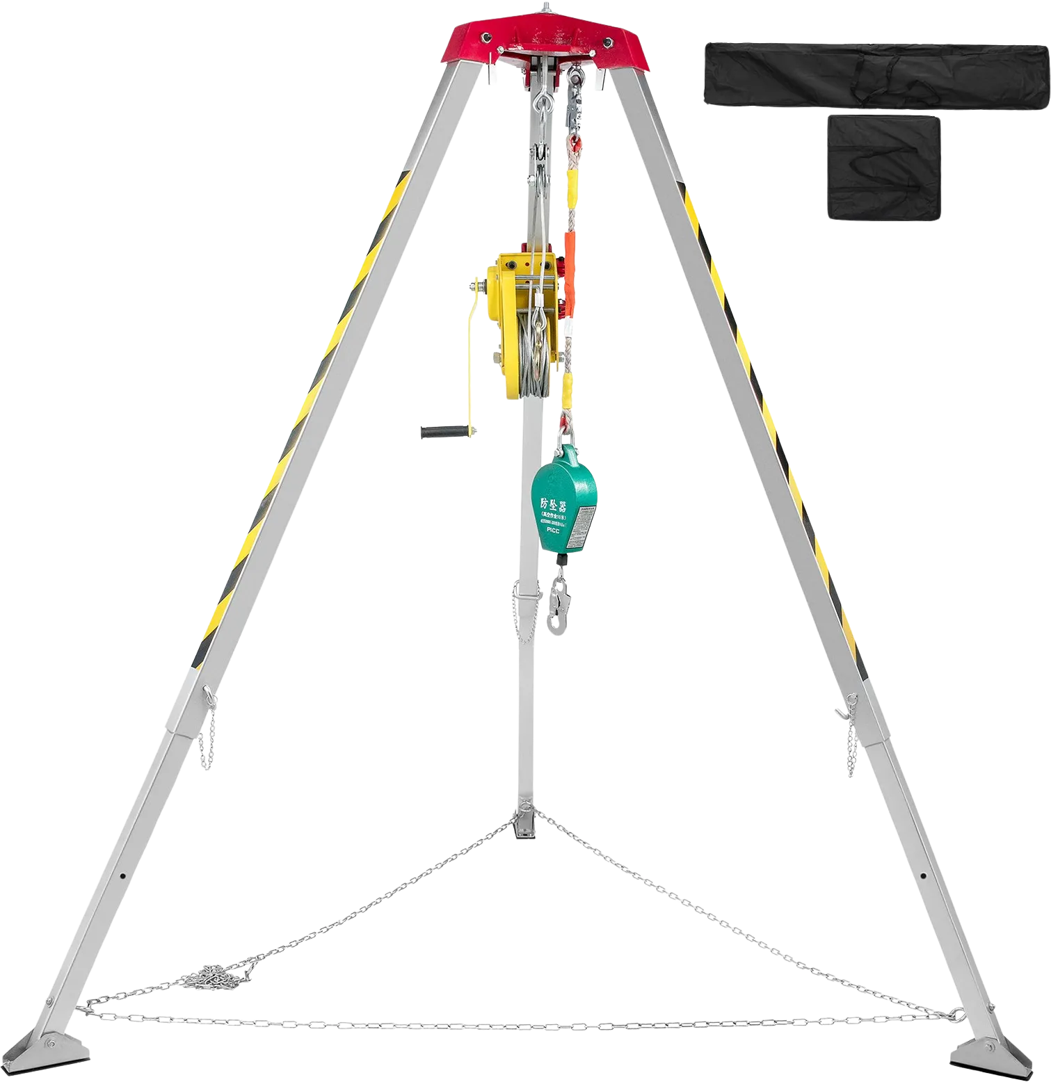 Vevor Confined Space Tripod Kit 1800 Lbs Winch Manual Handle 8' Adjustable Legs 98' Cable 32.8' Fall Protection New