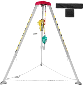 Vevor Confined Space Tripod Kit 1800 Lbs Winch Manual Handle 8' Adjustable Legs 98' Cable 32.8' Fall Protection New