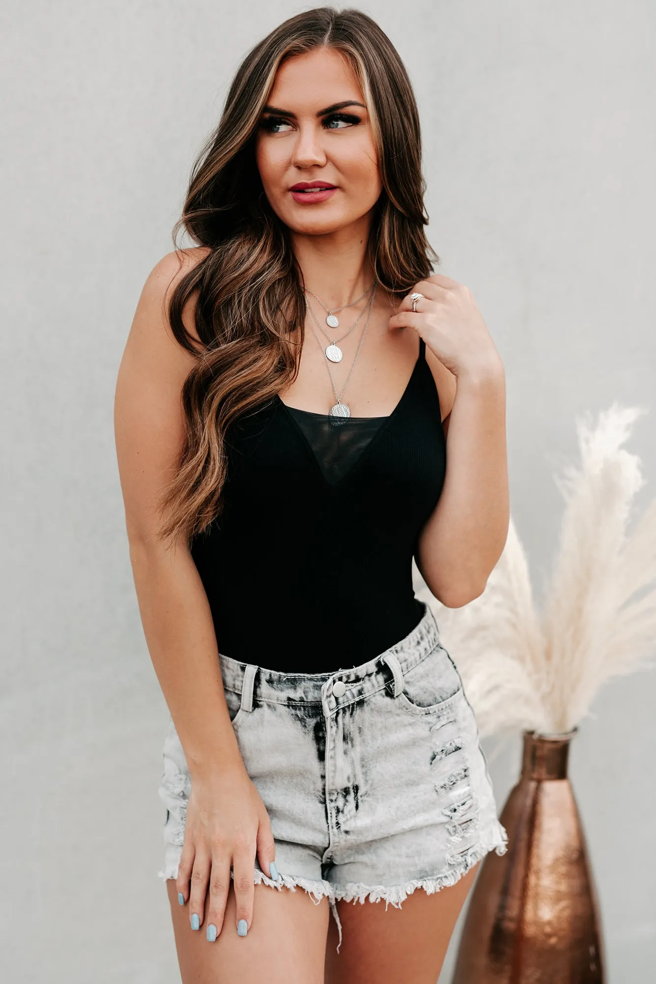 Vika Seamless Ribbed Bodysuit (Black)