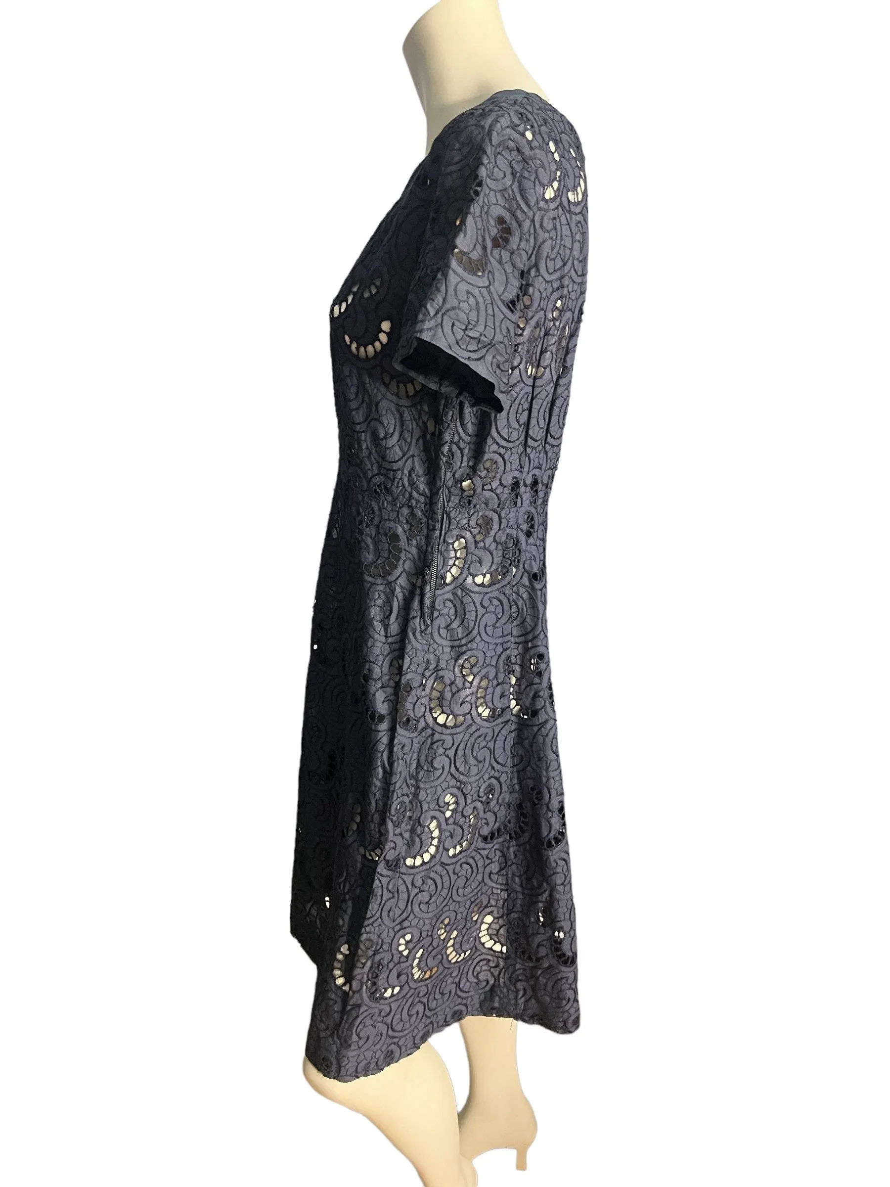 Vintage 50's blue eyelet day dress M L