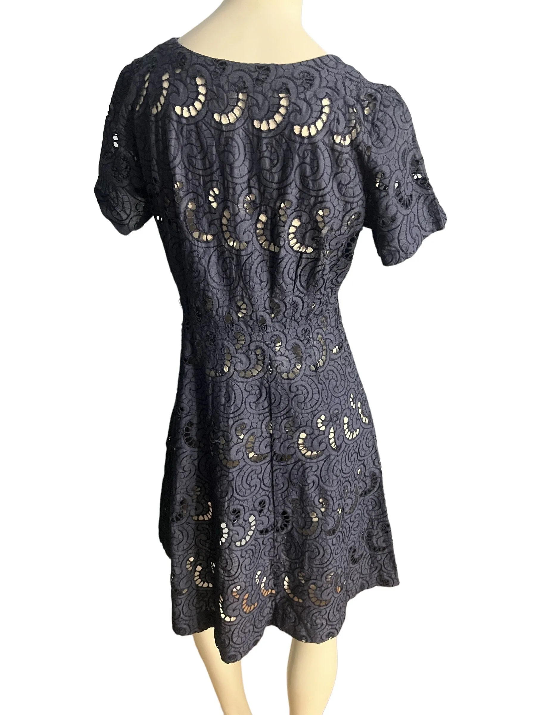 Vintage 50's blue eyelet day dress M L