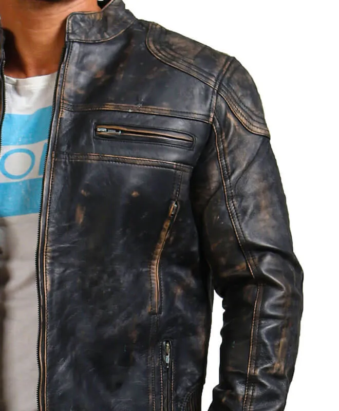 Vintage Distressed Biker Leather Jacket