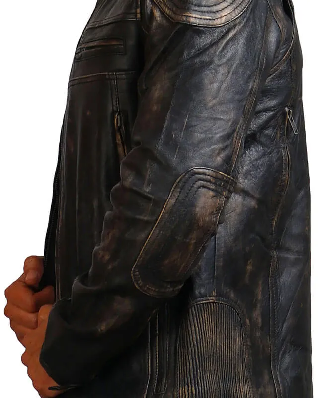Vintage Distressed Biker Leather Jacket