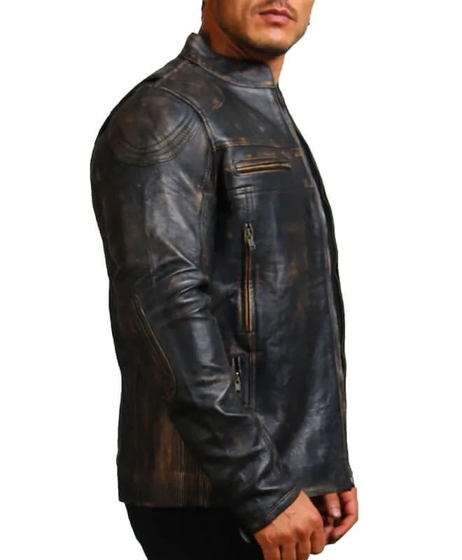 Vintage Distressed Biker Leather Jacket