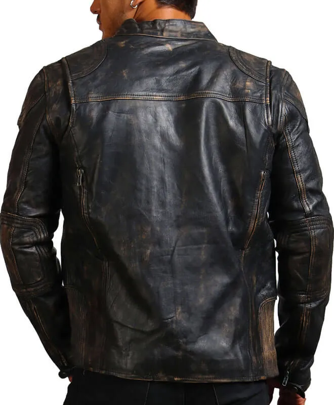 Vintage Distressed Biker Leather Jacket