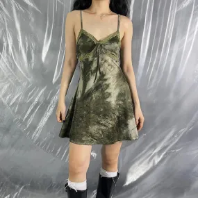 Vintage Spaghetti Strap Mini Dress Female Grunge Fairycore A-Line Lace Trim Sexy Summer Dresses Sleeveless Y2K Cute