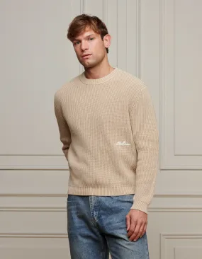 Washed Stone Heavyweight Rib Knit Jumper