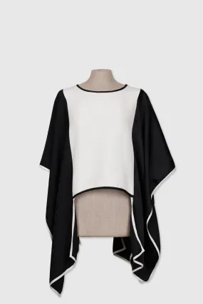 White and Black Patterned Silk Seamless Sides Slip-On Top