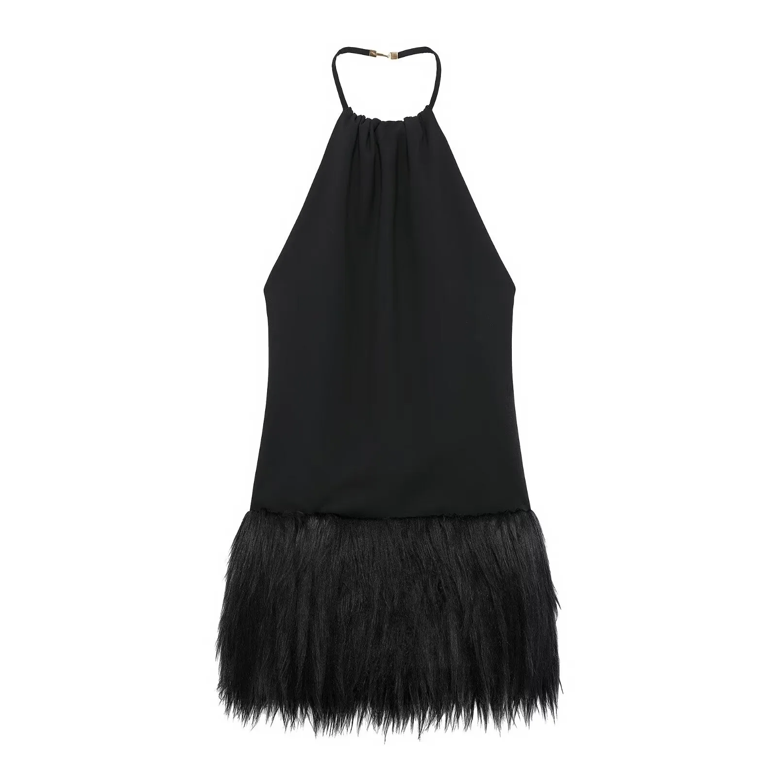 Women French Feather Halter Party Dress