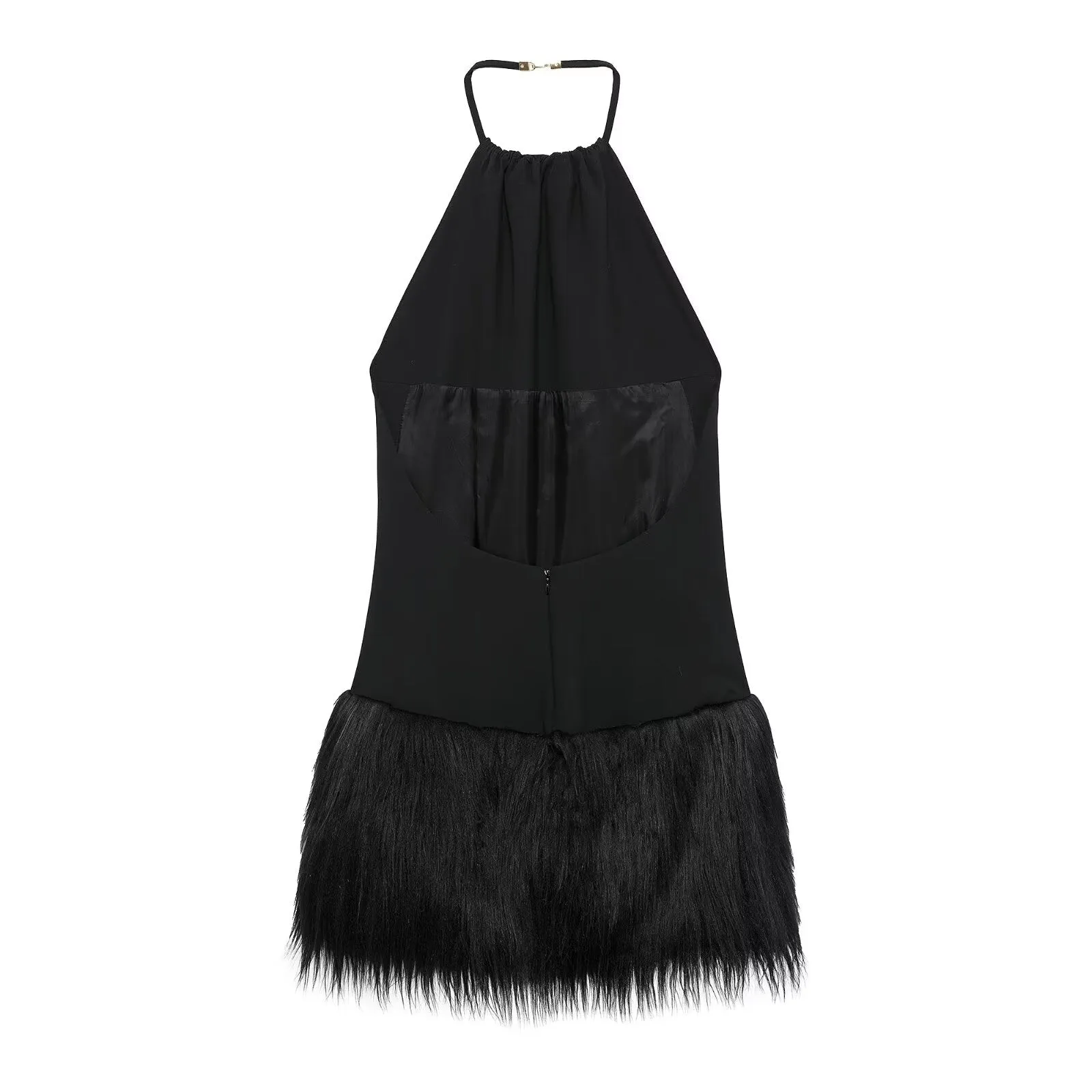 Women French Feather Halter Party Dress