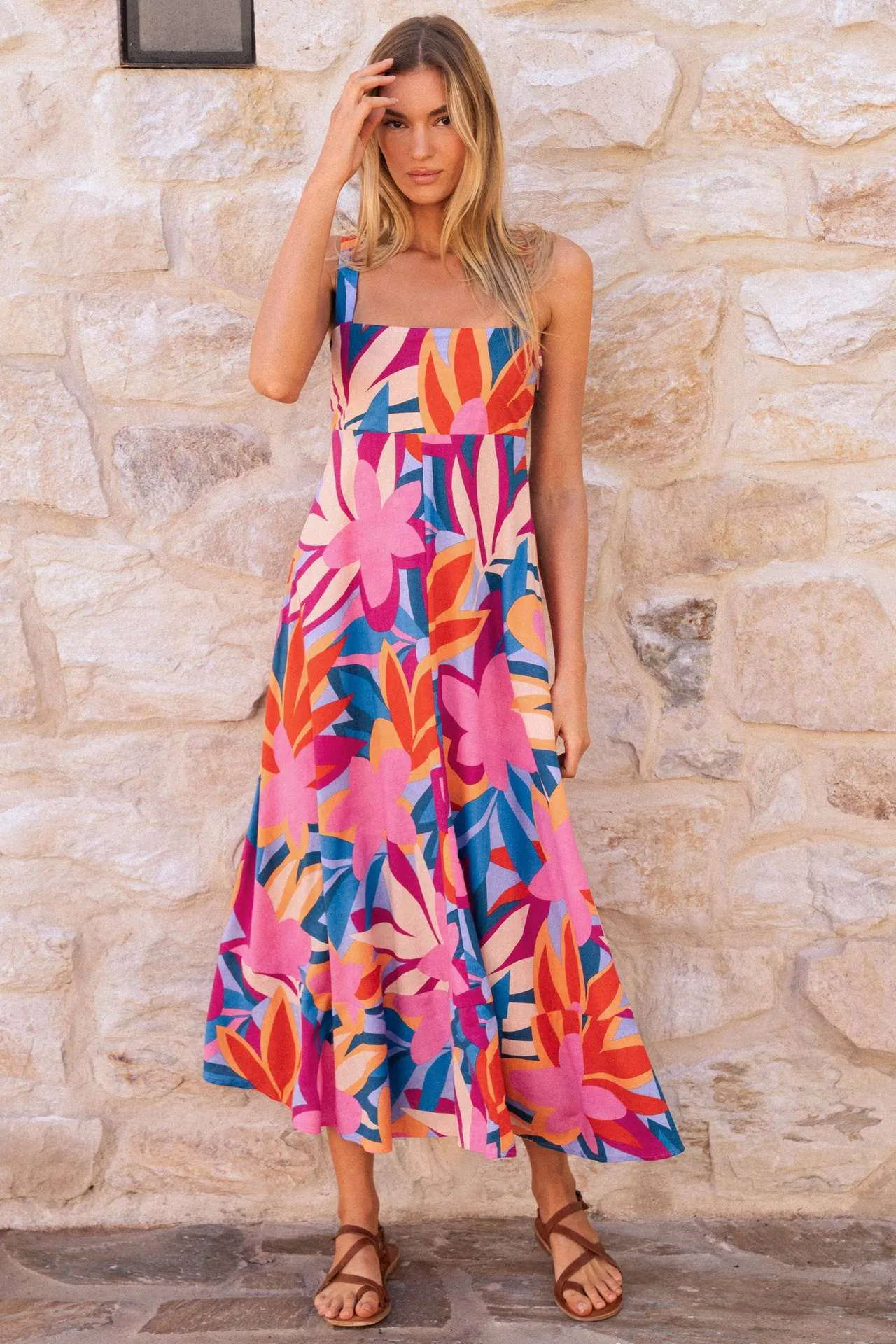 Women Sexy Summer Holiday Floral Print Fit Horn Strap Dress