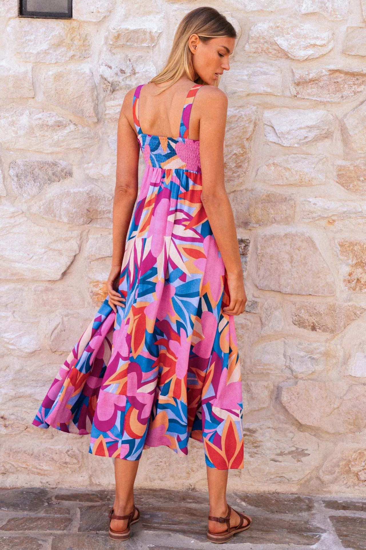 Women Sexy Summer Holiday Floral Print Fit Horn Strap Dress