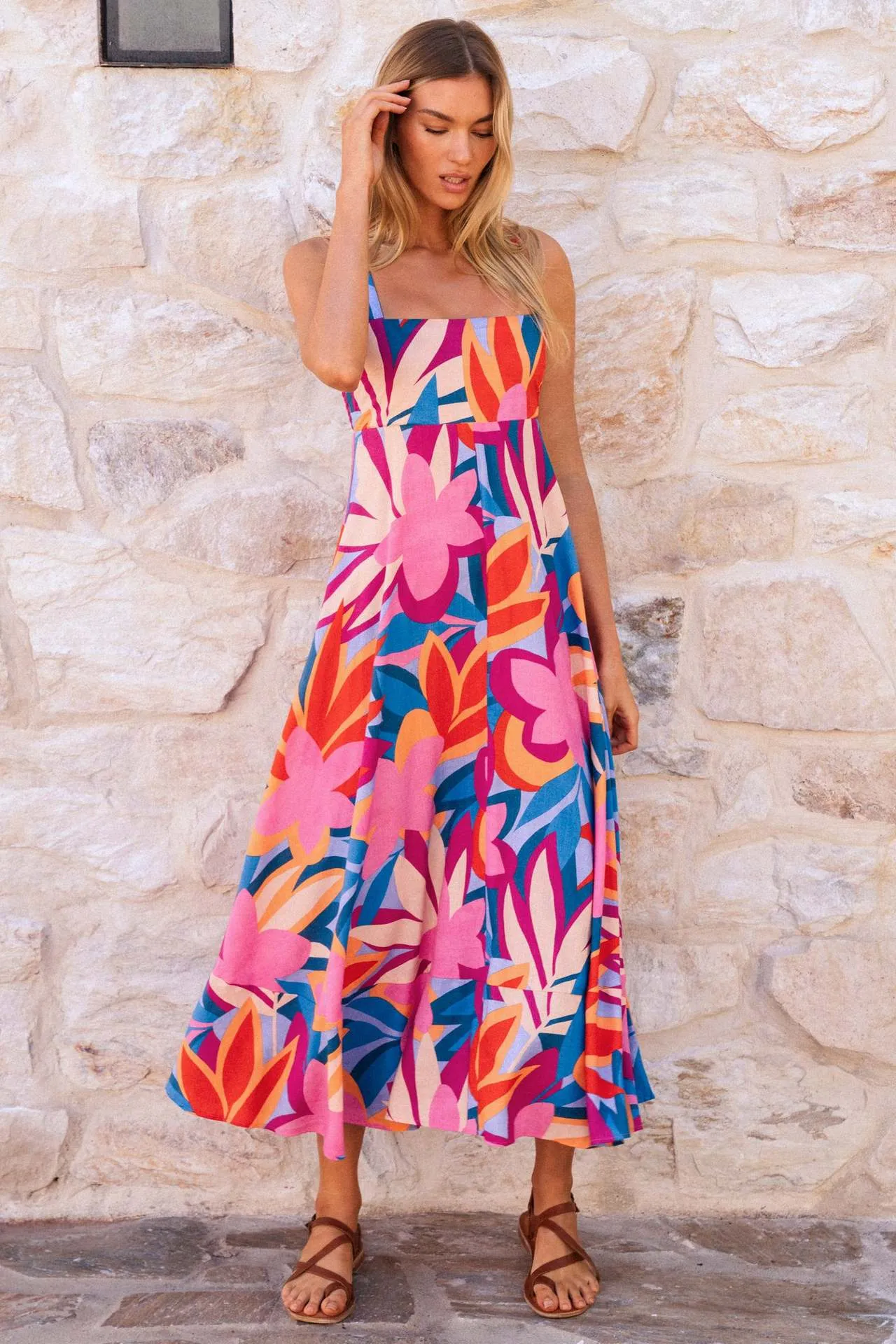 Women Sexy Summer Holiday Floral Print Fit Horn Strap Dress