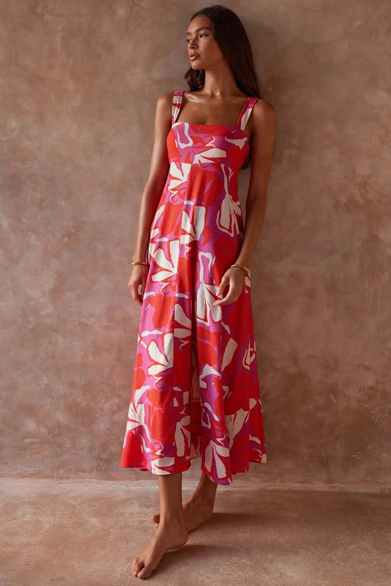 Women Sexy Summer Holiday Floral Print Fit Horn Strap Dress