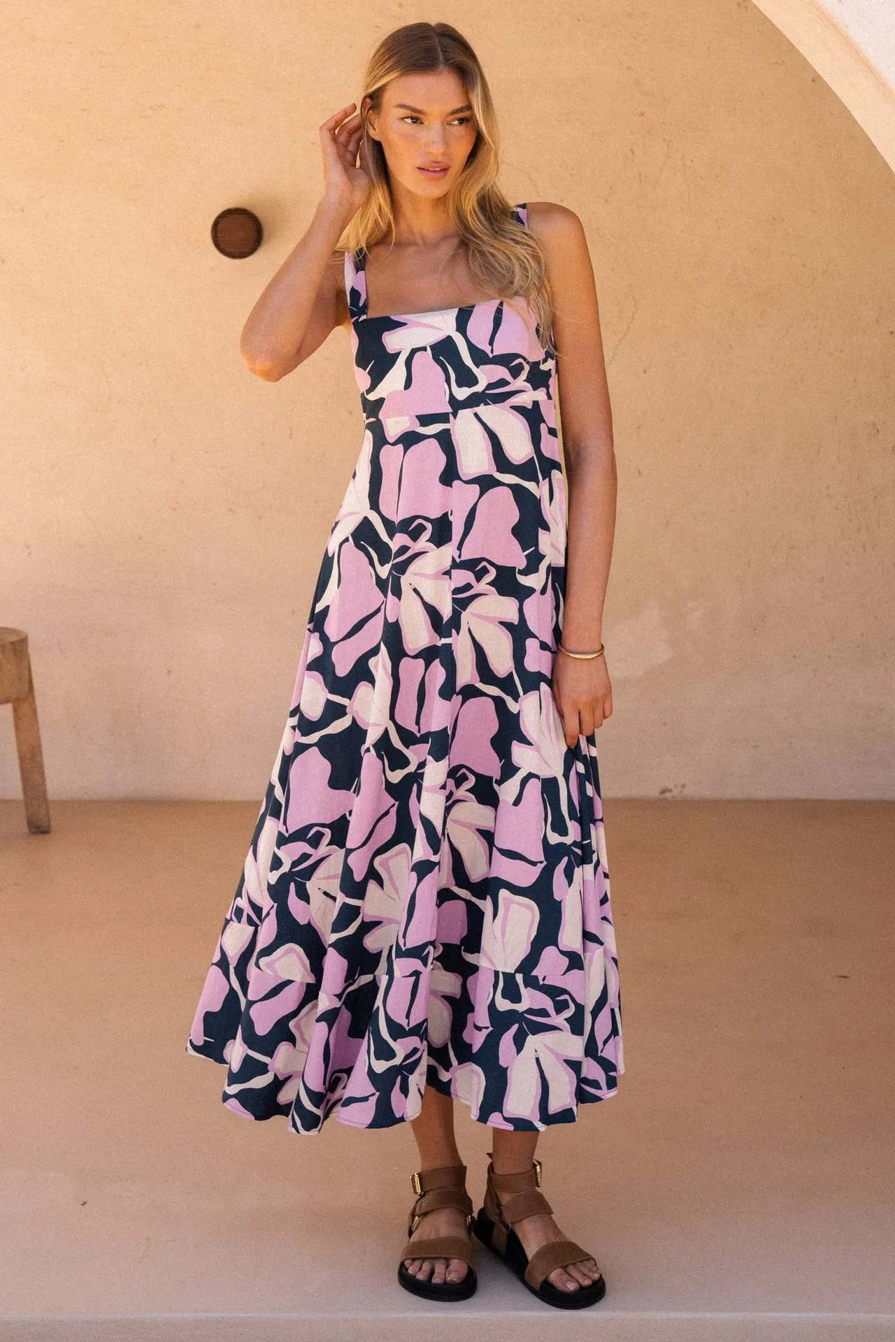 Women Sexy Summer Holiday Floral Print Fit Horn Strap Dress