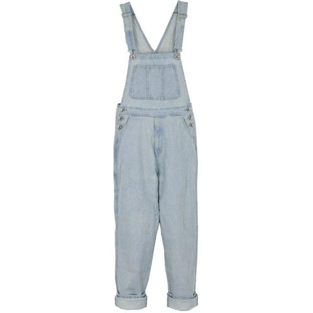 Women's light blue denim overall
