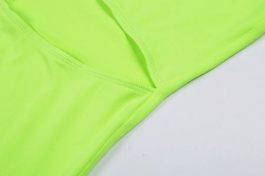Women's Summer Strapless Hollow Out Fluorescence Skinny Fitness Bodysuit