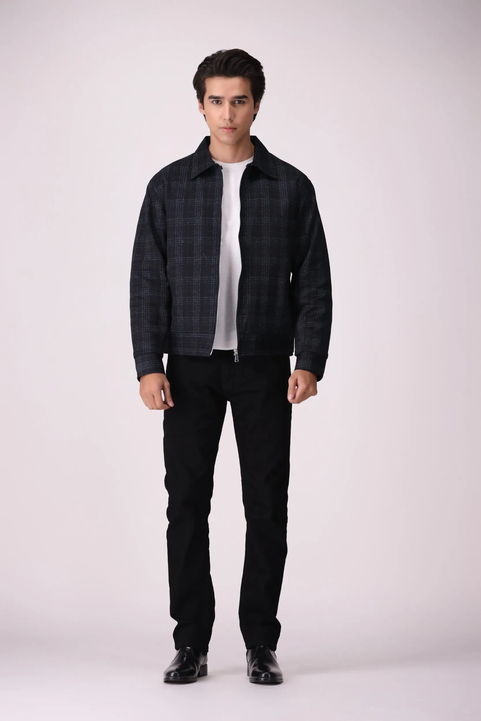 WOOL-BLEND CHECK JACKET